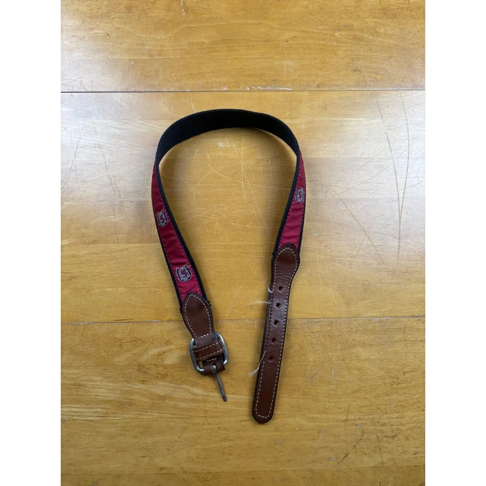 South Carolina Gamecocks Belt Mens 30 Garnet Black Ribbon Leather Tab NCAA